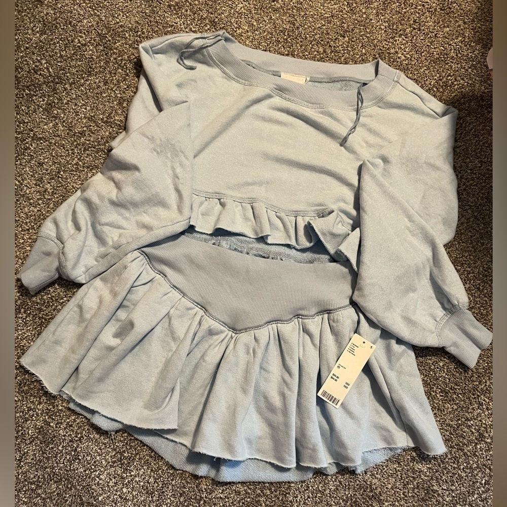 Urban Outfitters Lyra Ruffle Drop-Waist Mimi Skort Set in Light Blue XS NWT - Picture 8 of 10